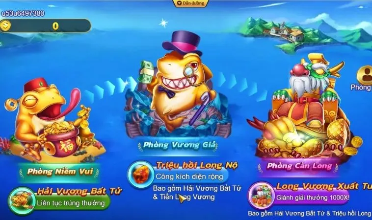 Các phòng chơi trong game Bắn Cá Royal Fishing Tại 88Goals