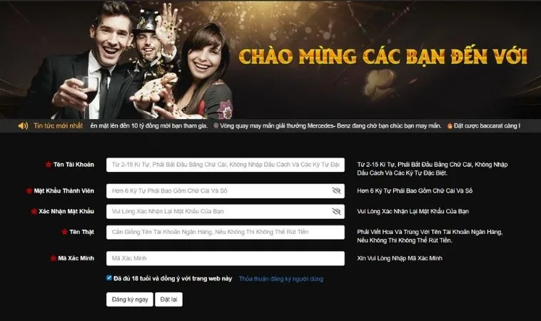 Giao diện đăng ký 88Goals